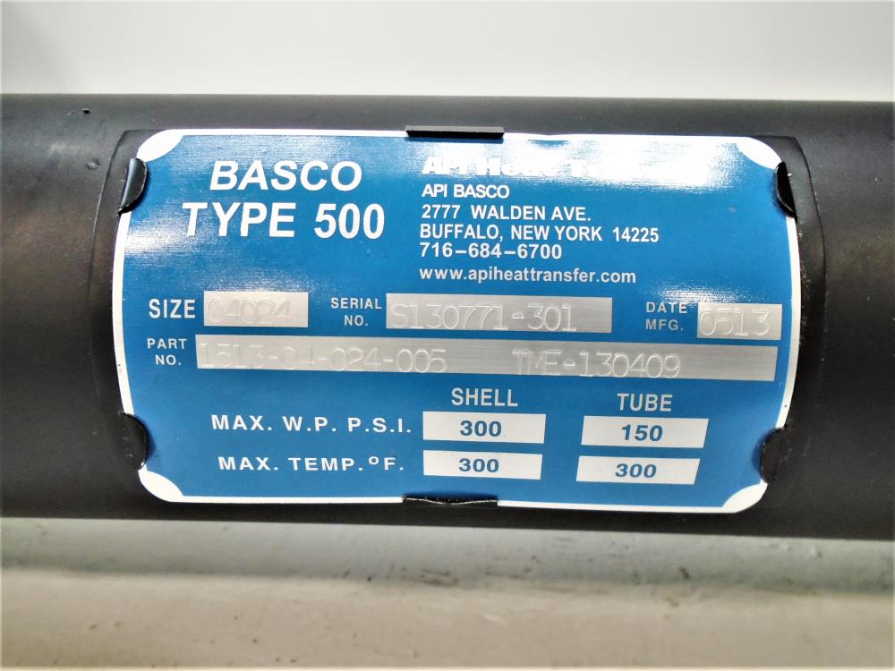 API Basco 500 Shell and Tube Heat Exchanger 1513-04-024-005
